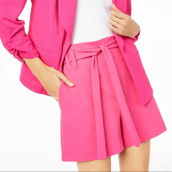 Bar III Pants - BAR III Womens Pink Belted Shorts Size: L NWT